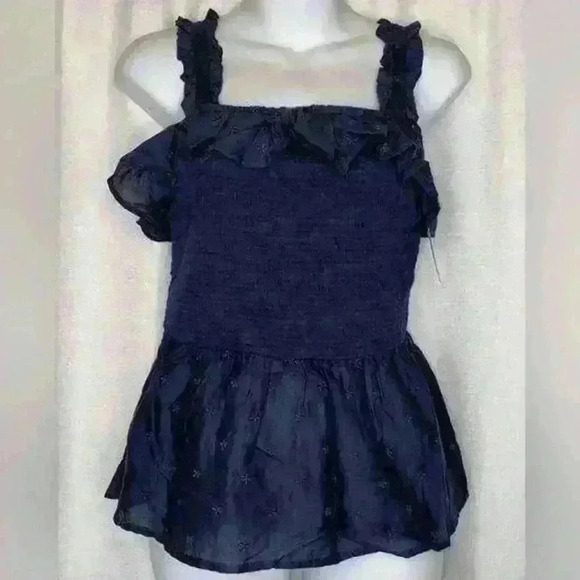 Old Navy Tops - Old Navy navy blue ruffle baby doll tank top new size M